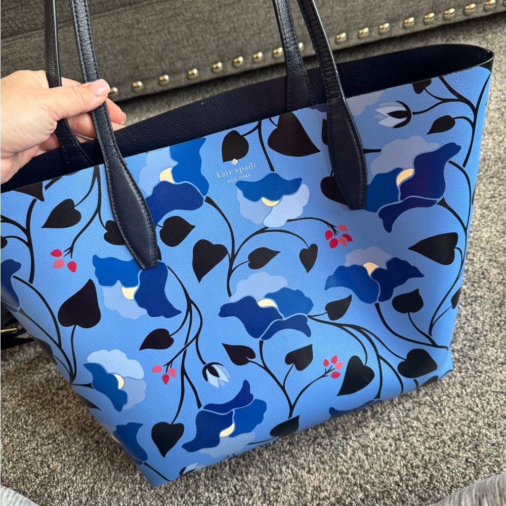Kate Spade Blue and Black Floral Tote